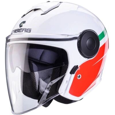 Casco Jet Soho Caberg - Bianco/Verde/Rosso - Certificato ECE 22.06 Casco Jet Soho Caberg - Bianco/Verde/Rosso - Certificato ECE 22.06