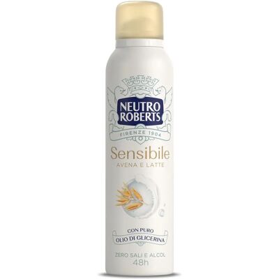 Neutro Roberts Deodorante Spray Pelle Sensibile con Avena e Latte 150ml Neutro Roberts Deodorante Spray Pelle Sensibile con Avena e Latte 150ml