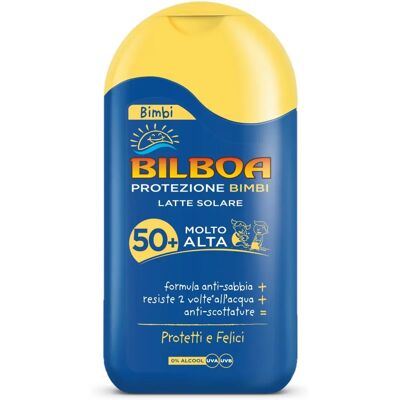Bilboa Bimbi SPF 50+ Lotion Solaire - Hypoallergénique, Résistante à l'eau - Publicité Bilboa Bimbi SPF 50+ Lotion Solaire - Hypoallergénique, Résistante à l'eau - Publicité