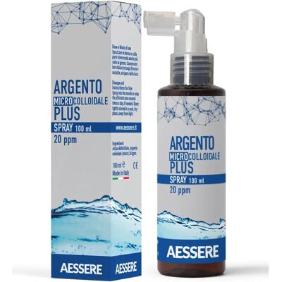 Marque Aessere Argento Colloidale Plus Spray - Antibiotique Naturel - 100ml - Publicité Marque Aessere Argento Colloidale Plus Spray - Antibiotique Naturel - 100ml - Publicité