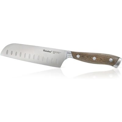 Couteau Santoku Metaltex avec Manche en Bois - 12,5cm - Couteau de Cuisine - Publicité Couteau Santoku Metaltex avec Manche en Bois - 12,5cm - Couteau de Cuisine - Publicité