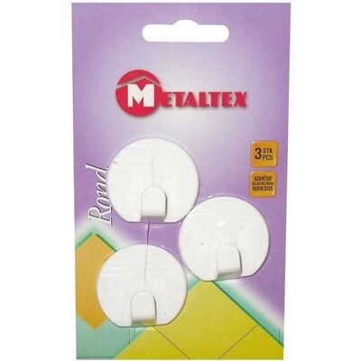 Crochets adhésifs ronds blancs Metaltex - Lot de 3 Crochets adhésifs ronds blancs Metaltex - Lot de 3