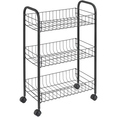 METALTEX Lugano Lava Storage Trolley - 3-Tier Industrial Black METALTEX Lugano Lava Storage Trolley - 3-Tier Industrial Black