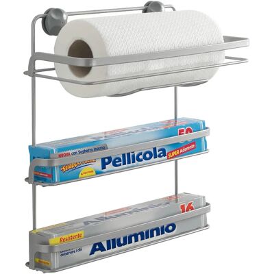 Porta rotoli da cucina Metaltex Eureka - 3 piani, argento, 15x33x34 cm Porta rotoli da cucina Metaltex Eureka - 3 piani, argento, 15x33x34 cm