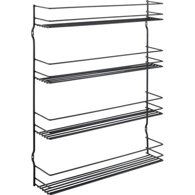 vidaXL Metaltex Porta Spezie Nera da Muro con 4 Mensole vidaXL Metaltex Porta Spezie Nera da Muro con 4 Mensole