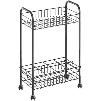 Metaltex Belino Lava Trolly - Opbergwagen met 2 planken en 8 flescapaciteit Metaltex Belino Lava Trolly - Opbergwagen met 2 planken en 8 flescapaciteit