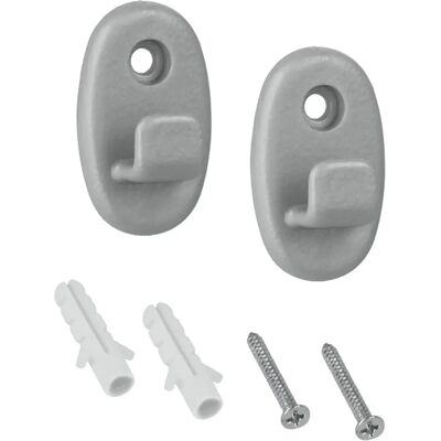 Metaltex Set van 2 Plastic Haken Serie Onda - Zilver Metaltex Set van 2 Plastic Haken Serie Onda - Zilver