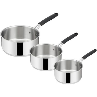 Ensemble de 3 casseroles en acier inoxydable Lagostina - Tempra - Publicité Ensemble de 3 casseroles en acier inoxydable Lagostina - Tempra - Publicité