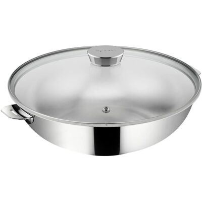 Wok con Tapa Lagostina - 26cm Acero Inoxidable Wok con Tapa Lagostina - 26cm Acero Inoxidable