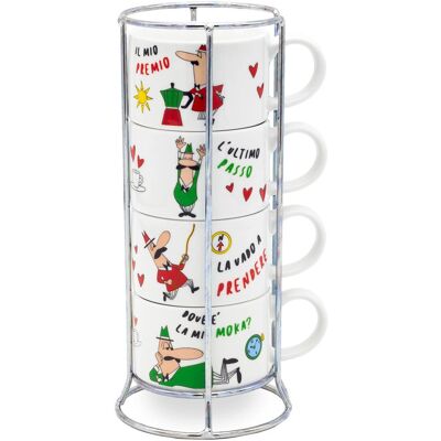 Bialetti L'Omino Italiano Mehrfarbig Cappuccino-Set - 4 Tassen Bialetti L'Omino Italiano Mehrfarbig Cappuccino-Set - 4 Tassen