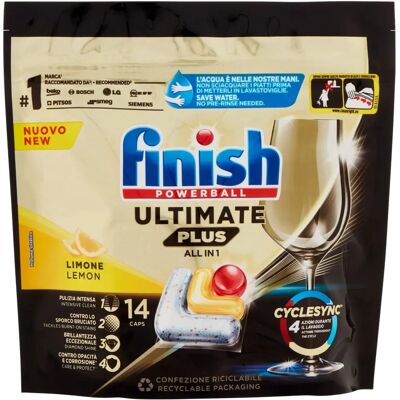 Κάψουλες Πλυντηρίου Πιάτων Finish Ultimate Plus All In One Λεμόνι - 14 τεμάχια Κάψουλες Πλυντηρίου Πιάτων Finish Ultimate Plus All In One Λεμόνι - 14 τεμάχια