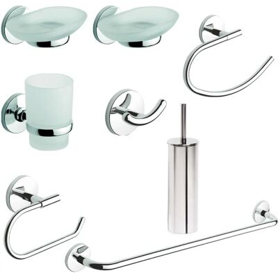 Set di accessori bagno Metaform - Cromo - 8 pezzi Set di accessori bagno Metaform - Cromo - 8 pezzi