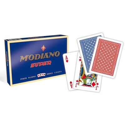MODIANO Duo Pack Super - 2 Kaartspellen - 55 Kaarten - Plastic - Pokerformaat - 4 Index Standaarden MODIANO Duo Pack Super - 2 Kaartspellen - 55 Kaarten - Plastic - Pokerformaat - 4 Index Standaarden