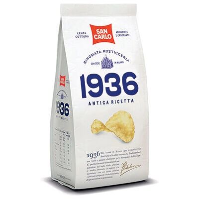 San Carlo - 1936 Antica Ricetta - Salt - 150 g - Potato chips - Publicité San Carlo - 1936 Antica Ricetta - Salt - 150 g - Potato chips - Publicité