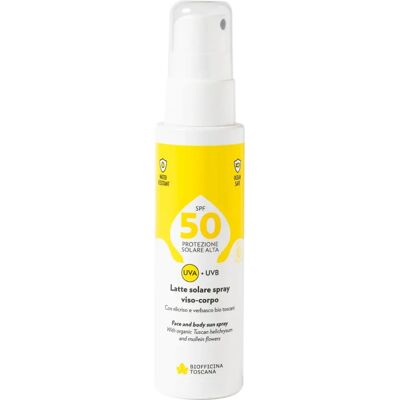 Spray solare SPF50 biologico Biofficina Toscana per viso e corpo Spray solare SPF50 biologico Biofficina Toscana per viso e corpo