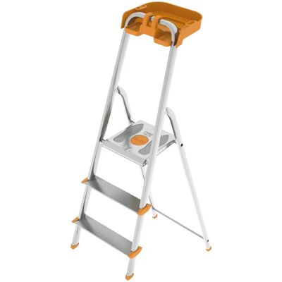 Escalera de aluminio Colombo Modelo ATTICA - 3 peldaños, Bandeja plegable, EN131 Escalera de aluminio Colombo Modelo ATTICA - 3 peldaños, Bandeja plegable, EN131