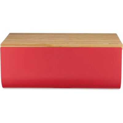 Alessi BG03R Red Bread Box with Bamboo Cutting Board - Bread Box Alessi BG03R Red Bread Box with Bamboo Cutting Board - Bread Box