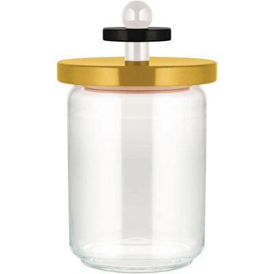 Gult glasburk från Alessi med björkvedlock - 1000ml - Lufttät kökförvaring Gult glasburk från Alessi med björkvedlock - 1000ml - Lufttät kökförvaring