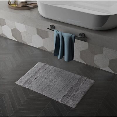Gedy Bomuld Bademåtte 50x80cm Grå - Antislip Badeværelsesmåtte Gedy Bomuld Bademåtte 50x80cm Grå - Antislip Badeværelsesmåtte