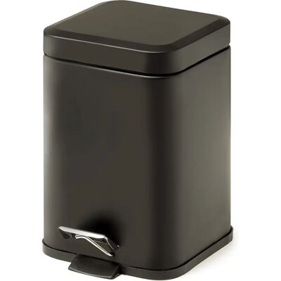 Gedy 22091400000 Trash Can - 3L Matte Black - Modern Square Design Gedy 22091400000 Trash Can - 3L Matte Black - Modern Square Design