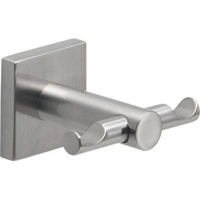 GEDY Fuji Gray Stainless Steel Bathroom Hook with 2 Hooks GEDY Fuji Gray Stainless Steel Bathroom Hook with 2 Hooks