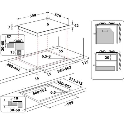 Whirlpool GOFL 629/WH - Fehér - Gázfőzőlap Whirlpool GOFL 629/WH - Fehér - Gázfőzőlap