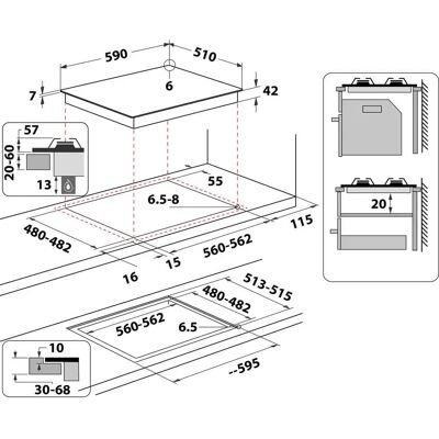 Whirlpool AKT 616/NB - Nero - Piano cottura a gas Whirlpool AKT 616/NB - Nero - Piano cottura a gas