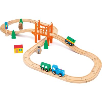 Trudi Sevi Voie de train - 39 pièces - Multicolore - Bois Trudi Sevi Voie de train - 39 pièces - Multicolore - Bois