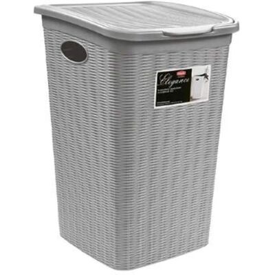 Corbeille à linge Stefanplast Elegance 50L - Gris - Publicité Corbeille à linge Stefanplast Elegance 50L - Gris - Publicité