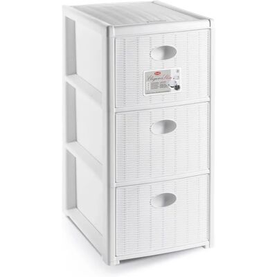 Cosedacasa Commode Blanche à 3 Tiroirs en Plastique - Publicité Cosedacasa Commode Blanche à 3 Tiroirs en Plastique - Publicité