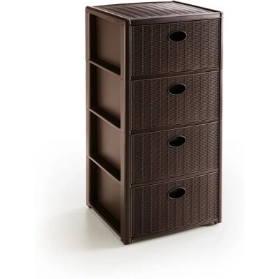 Stefanplast Moka Commode 4 Tiroirs - Meuble Élégant Stefanplast Moka Commode 4 Tiroirs - Meuble Élégant