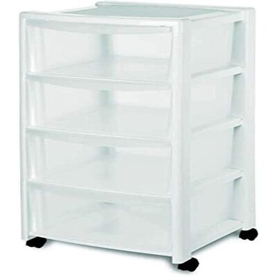Stefanplast Cassettiera Bianca - 4 Cassetti, Ruote Girevoli - Armadio Stefanplast Cassettiera Bianca - 4 Cassetti, Ruote Girevoli - Armadio