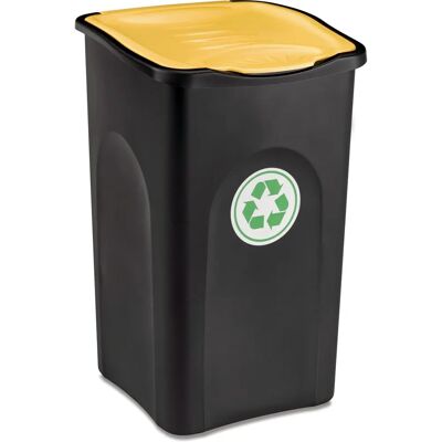 Bidone Stefanplast 70650 - 50L Quadrato Nero, Giallo Bidone Stefanplast 70650 - 50L Quadrato Nero, Giallo