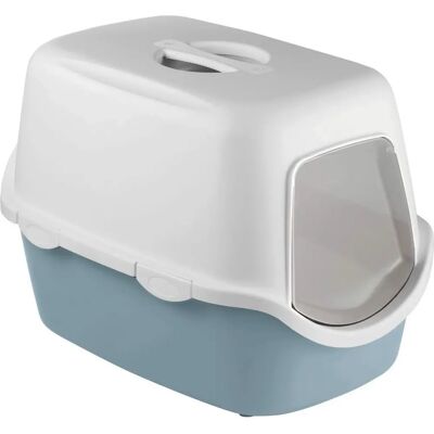Toilette pour chat Stefanplast Cathy - Blanc/Bleu - 56x40x40cm - Publicité Toilette pour chat Stefanplast Cathy - Blanc/Bleu - 56x40x40cm - Publicité