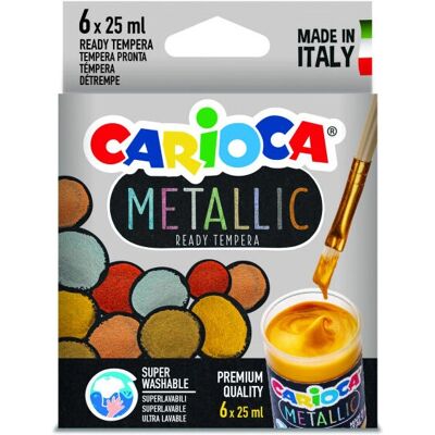 Set de Peinture à la Tempera Métallique Carioca KO026 - 25ml, 6 Couleurs - Publicité Set de Peinture à la Tempera Métallique Carioca KO026 - 25ml, 6 Couleurs - Publicité