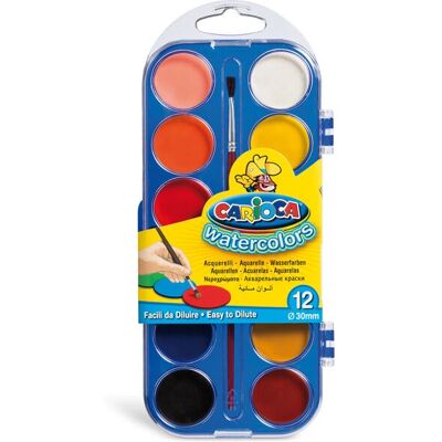 Carioca Wassermalfarben - 12 Farben, Pinsel, Kinder - Wasserbasierte Farbe Carioca Wassermalfarben - 12 Farben, Pinsel, Kinder - Wasserbasierte Farbe
