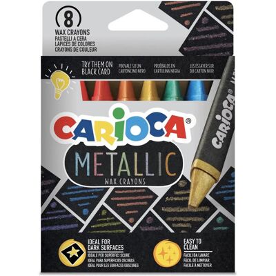 Cire Maxi Métallique Carioca - Pack de 8 - Couleurs Vives - Design Enfant Cire Maxi Métallique Carioca - Pack de 8 - Couleurs Vives - Design Enfant