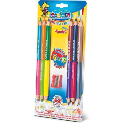 Carioca Ensemble de 6 Crayons Bicolores Hexagonaux - Crayons de Couleur Carioca Ensemble de 6 Crayons Bicolores Hexagonaux - Crayons de Couleur