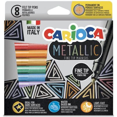 Carioca 43162 wielokolorowy pisak filcowy - 8 sztuk - Metaliczny - Cienki końcówka Carioca 43162 wielokolorowy pisak filcowy - 8 sztuk - Metaliczny - Cienki końcówka