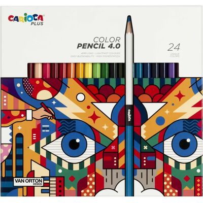 Crayons de couleur Carioca Plus 4.0 - Bois, Haute pigmentation, 24 pcs Crayons de couleur Carioca Plus 4.0 - Bois, Haute pigmentation, 24 pcs