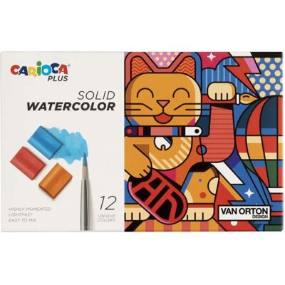 Carioca Plus Wasserfarben - 12 Farben, Pinsel, Kompaktcase Carioca Plus Wasserfarben - 12 Farben, Pinsel, Kompaktcase