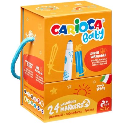 Vattentäta Carioca Baby 12 färger premium box med handtag - Markörer Vattentäta Carioca Baby 12 färger premium box med handtag - Markörer