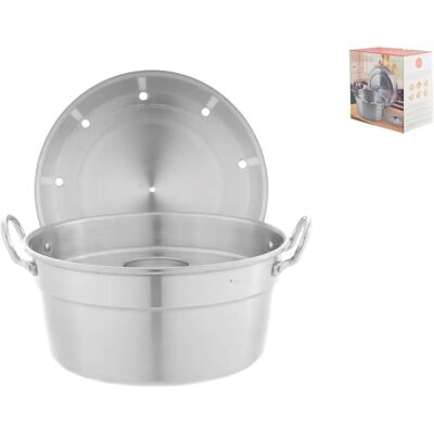 HOGAR Horno de gas de aluminio 24cm con tapa - Olla de cocina - Multicolor HOGAR Horno de gas de aluminio 24cm con tapa - Olla de cocina - Multicolor