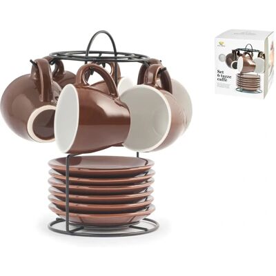 Royal Norfolk 729362 Set med 6 Kaffekoppar - Porslin, Brun, med Underlägg Royal Norfolk 729362 Set med 6 Kaffekoppar - Porslin, Brun, med Underlägg