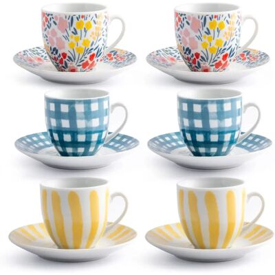 Royal Norfolk 6 Färgglada Porslinska Kaffekoppar - Sätt Royal Norfolk 6 Färgglada Porslinska Kaffekoppar - Sätt