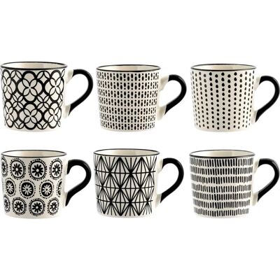 H&H Vhera Set van 6 stenen theekopjes - Geometrisch bloemmotief H&H Vhera Set van 6 stenen theekopjes - Geometrisch bloemmotief