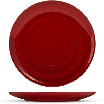 Ensemble de 6 assiettes plates en céramique rouge H&H - Assiettes Ensemble de 6 assiettes plates en céramique rouge H&H - Assiettes