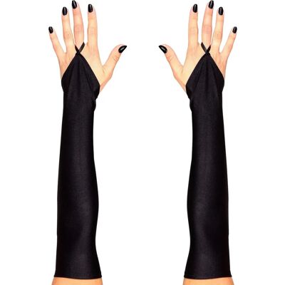 Luvas sem dedos de cetim preto Widmann - 43 cm, Tamanho único Luvas sem dedos de cetim preto Widmann - 43 cm, Tamanho único