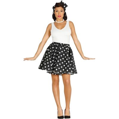 Oidentifierad 1950-tals prickig kjol och scarf set - Svart - Kostym för vuxna Oidentifierad 1950-tals prickig kjol och scarf set - Svart - Kostym för vuxna