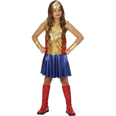 Costume Wonder Girl di Widmann - Oro e Blu per 5-7 Anni Costume Wonder Girl di Widmann - Oro e Blu per 5-7 Anni